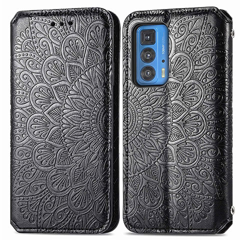 Custodia Portafoglio In Pelle Fantasia Modello Cover con Supporto S01D per Motorola Moto Edge S Pro 5G Nero