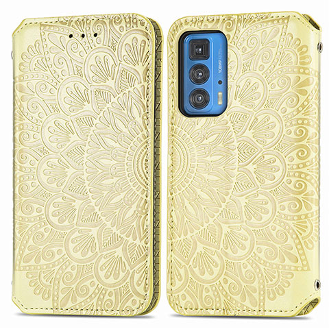 Custodia Portafoglio In Pelle Fantasia Modello Cover con Supporto S01D per Motorola Moto Edge S Pro 5G Oro