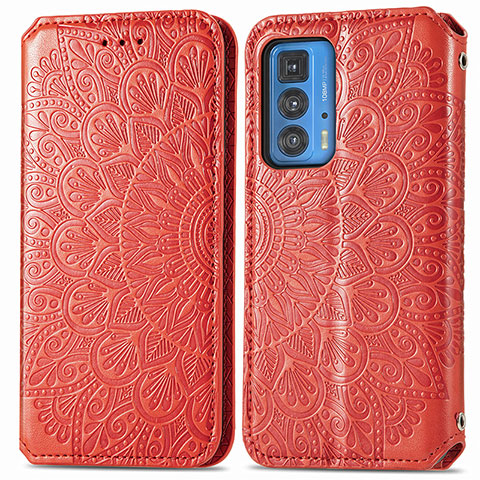 Custodia Portafoglio In Pelle Fantasia Modello Cover con Supporto S01D per Motorola Moto Edge S Pro 5G Rosso