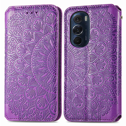 Custodia Portafoglio In Pelle Fantasia Modello Cover con Supporto S01D per Motorola Moto Edge X30 5G Viola