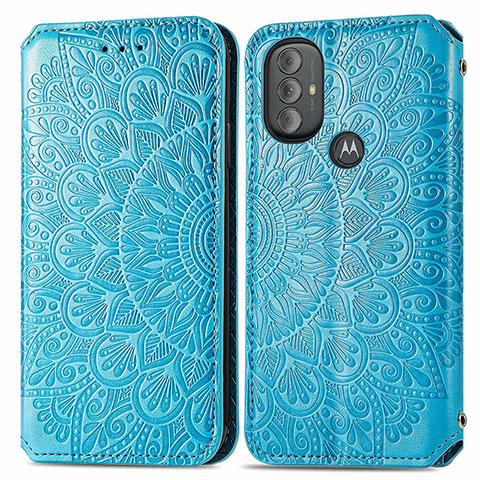 Custodia Portafoglio In Pelle Fantasia Modello Cover con Supporto S01D per Motorola Moto G Play (2023) Blu