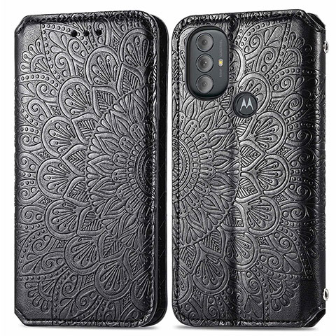 Custodia Portafoglio In Pelle Fantasia Modello Cover con Supporto S01D per Motorola Moto G Play Gen 2 Nero