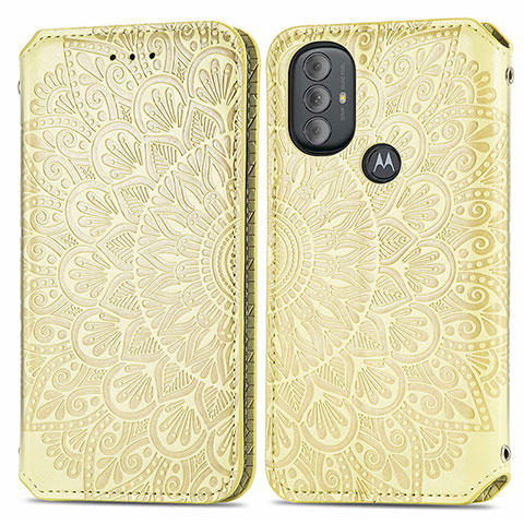 Custodia Portafoglio In Pelle Fantasia Modello Cover con Supporto S01D per Motorola Moto G Play Gen 2 Oro