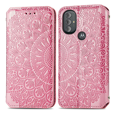 Custodia Portafoglio In Pelle Fantasia Modello Cover con Supporto S01D per Motorola Moto G Play Gen 2 Oro Rosa