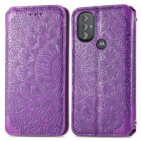 Custodia Portafoglio In Pelle Fantasia Modello Cover con Supporto S01D per Motorola Moto G Play Gen 2 Viola