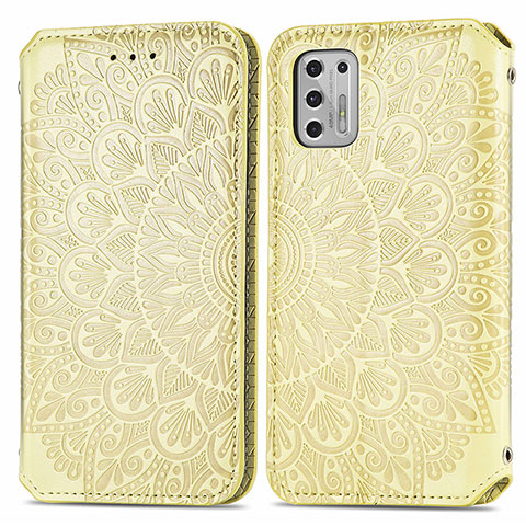 Custodia Portafoglio In Pelle Fantasia Modello Cover con Supporto S01D per Motorola Moto G Stylus (2021) Oro