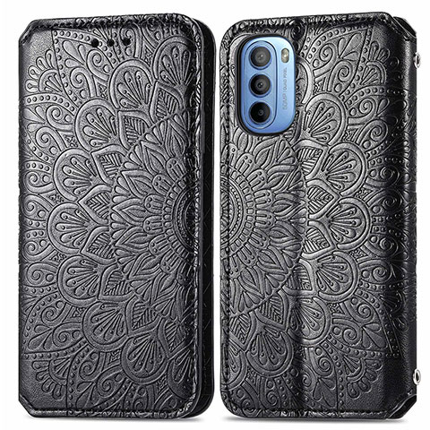 Custodia Portafoglio In Pelle Fantasia Modello Cover con Supporto S01D per Motorola Moto G41 Nero