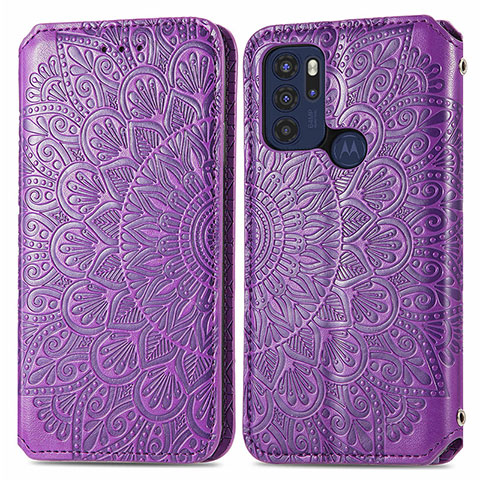 Custodia Portafoglio In Pelle Fantasia Modello Cover con Supporto S01D per Motorola Moto G60s Viola