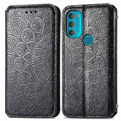 Custodia Portafoglio In Pelle Fantasia Modello Cover con Supporto S01D per Motorola Moto G71 5G Nero