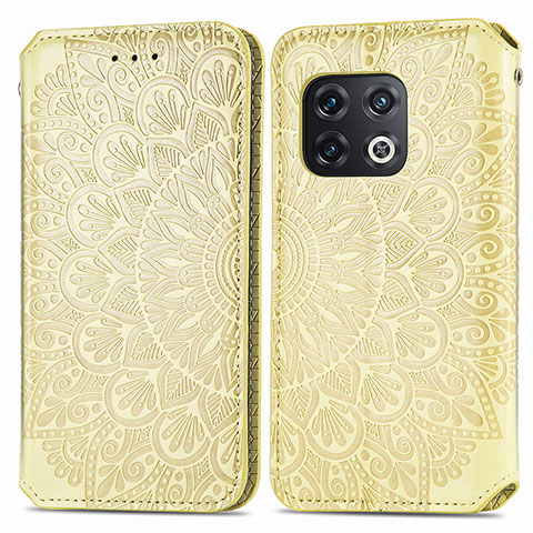 Custodia Portafoglio In Pelle Fantasia Modello Cover con Supporto S01D per OnePlus 10 Pro 5G Oro