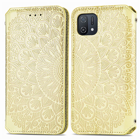 Custodia Portafoglio In Pelle Fantasia Modello Cover con Supporto S01D per Oppo A16e Oro