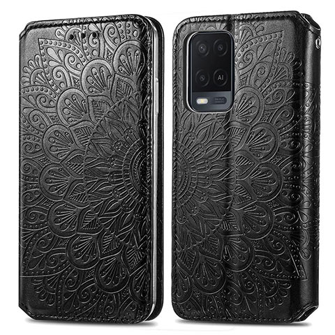 Custodia Portafoglio In Pelle Fantasia Modello Cover con Supporto S01D per Oppo A54 4G Nero