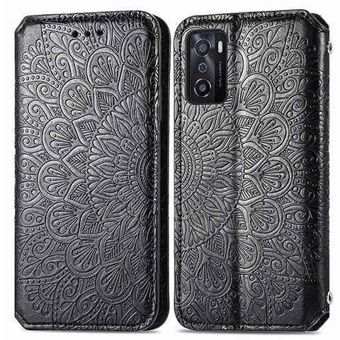 Custodia Portafoglio In Pelle Fantasia Modello Cover con Supporto S01D per Oppo A55S 5G Nero