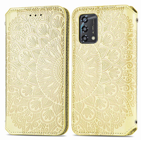 Custodia Portafoglio In Pelle Fantasia Modello Cover con Supporto S01D per Oppo A74 4G Oro