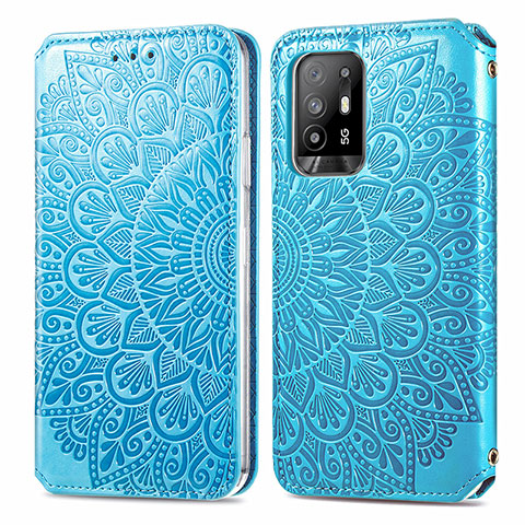 Custodia Portafoglio In Pelle Fantasia Modello Cover con Supporto S01D per Oppo A94 5G Blu