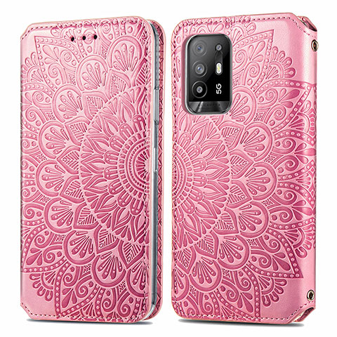 Custodia Portafoglio In Pelle Fantasia Modello Cover con Supporto S01D per Oppo A94 5G Oro Rosa