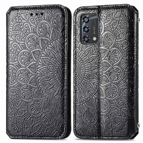 Custodia Portafoglio In Pelle Fantasia Modello Cover con Supporto S01D per Oppo A95 4G Nero