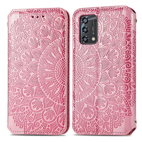 Custodia Portafoglio In Pelle Fantasia Modello Cover con Supporto S01D per Oppo A95 4G Oro Rosa