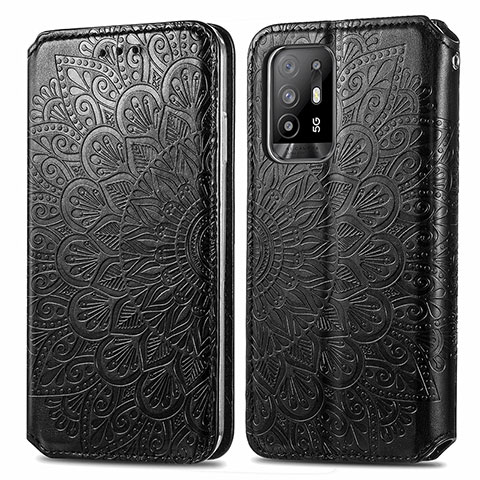 Custodia Portafoglio In Pelle Fantasia Modello Cover con Supporto S01D per Oppo F19 Pro+ Plus 5G Nero