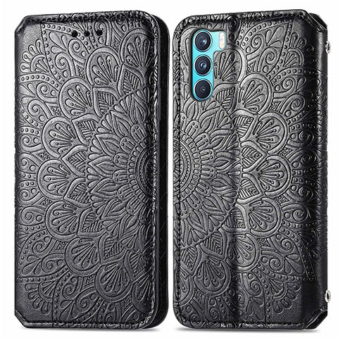 Custodia Portafoglio In Pelle Fantasia Modello Cover con Supporto S01D per Oppo K9 Pro 5G Nero