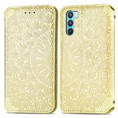 Custodia Portafoglio In Pelle Fantasia Modello Cover con Supporto S01D per Oppo K9 Pro 5G Oro