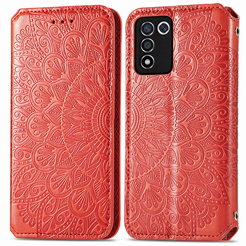 Custodia Portafoglio In Pelle Fantasia Modello Cover con Supporto S01D per Oppo K9S 5G Rosso