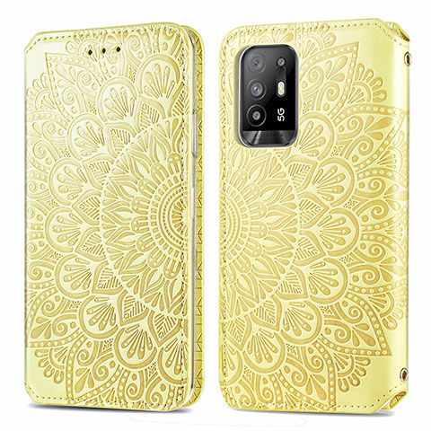 Custodia Portafoglio In Pelle Fantasia Modello Cover con Supporto S01D per Oppo Reno5 Z 5G Oro