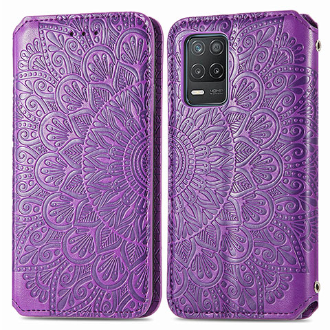 Custodia Portafoglio In Pelle Fantasia Modello Cover con Supporto S01D per Realme 8 5G Viola