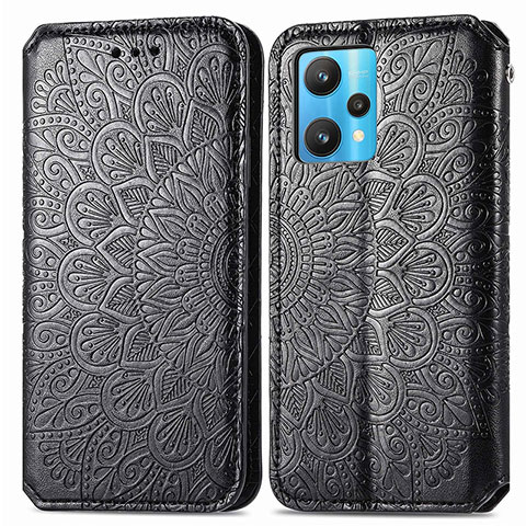 Custodia Portafoglio In Pelle Fantasia Modello Cover con Supporto S01D per Realme 9 Pro 5G Nero