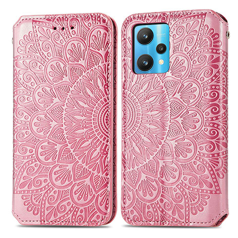 Custodia Portafoglio In Pelle Fantasia Modello Cover con Supporto S01D per Realme 9 Pro 5G Oro Rosa