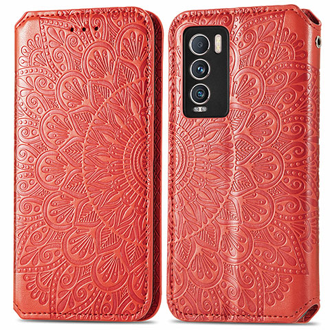 Custodia Portafoglio In Pelle Fantasia Modello Cover con Supporto S01D per Realme GT Master Explorer 5G Rosso