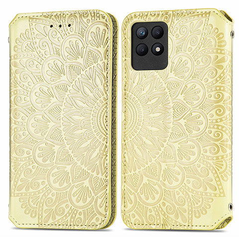 Custodia Portafoglio In Pelle Fantasia Modello Cover con Supporto S01D per Realme Narzo 50 4G Oro