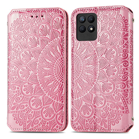 Custodia Portafoglio In Pelle Fantasia Modello Cover con Supporto S01D per Realme Narzo 50 4G Oro Rosa