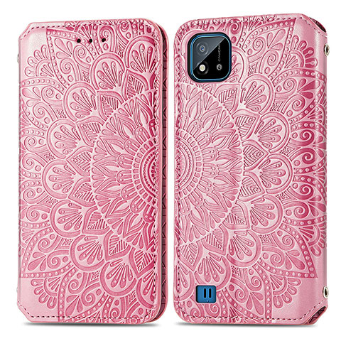 Custodia Portafoglio In Pelle Fantasia Modello Cover con Supporto S01D per Realme Narzo 50i Oro Rosa