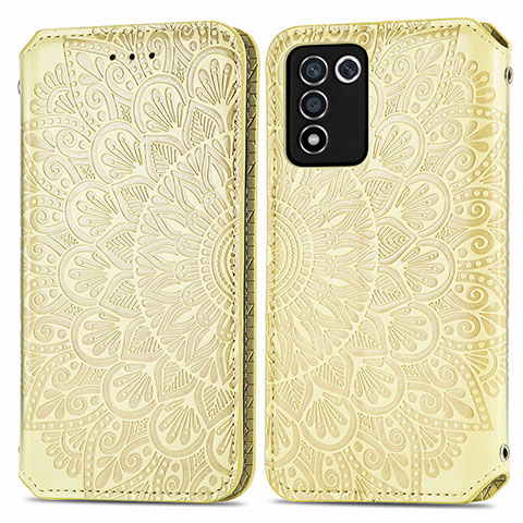 Custodia Portafoglio In Pelle Fantasia Modello Cover con Supporto S01D per Realme Q3s 5G Oro