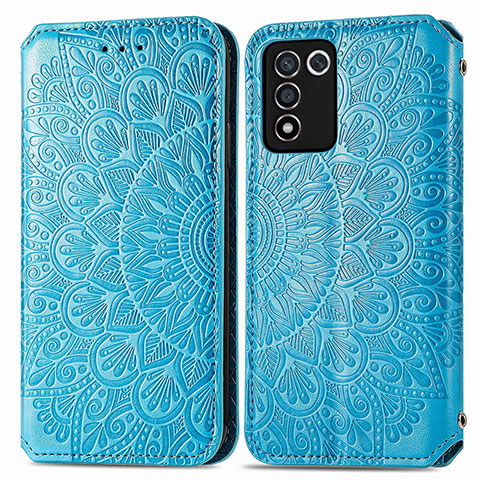 Custodia Portafoglio In Pelle Fantasia Modello Cover con Supporto S01D per Realme Q3t 5G Blu