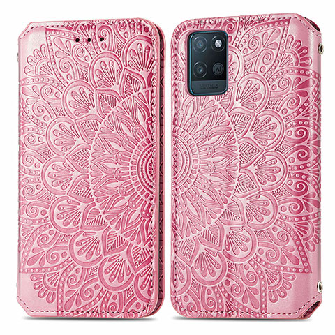 Custodia Portafoglio In Pelle Fantasia Modello Cover con Supporto S01D per Realme V11s 5G Oro Rosa