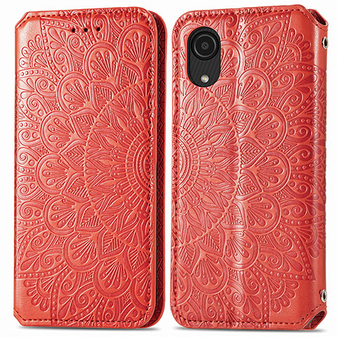 Custodia Portafoglio In Pelle Fantasia Modello Cover con Supporto S01D per Samsung Galaxy A03 Core Rosso