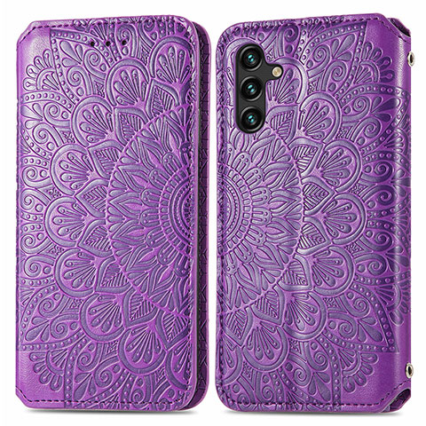 Custodia Portafoglio In Pelle Fantasia Modello Cover con Supporto S01D per Samsung Galaxy A04s Viola