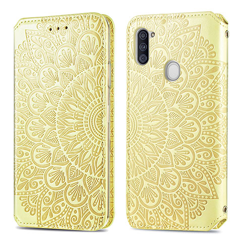 Custodia Portafoglio In Pelle Fantasia Modello Cover con Supporto S01D per Samsung Galaxy A11 Oro