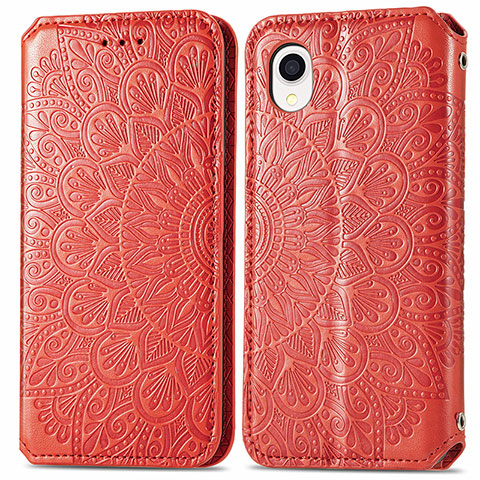 Custodia Portafoglio In Pelle Fantasia Modello Cover con Supporto S01D per Samsung Galaxy A22 5G SC-56B Rosso