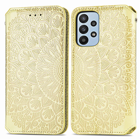 Custodia Portafoglio In Pelle Fantasia Modello Cover con Supporto S01D per Samsung Galaxy A23 4G Oro