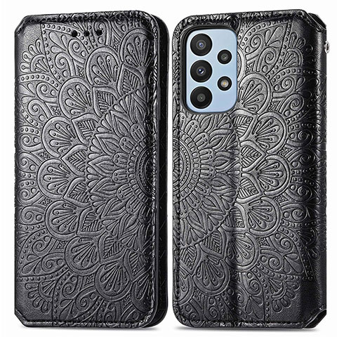 Custodia Portafoglio In Pelle Fantasia Modello Cover con Supporto S01D per Samsung Galaxy A23 5G Nero