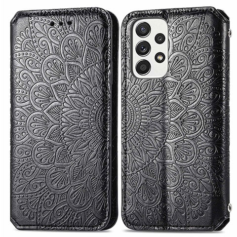 Custodia Portafoglio In Pelle Fantasia Modello Cover con Supporto S01D per Samsung Galaxy A33 5G Nero