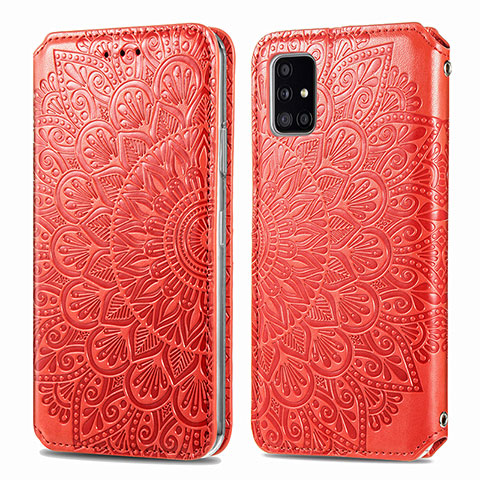 Custodia Portafoglio In Pelle Fantasia Modello Cover con Supporto S01D per Samsung Galaxy A51 5G Rosso