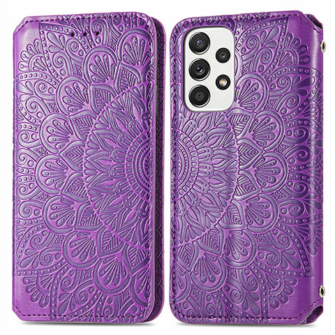 Custodia Portafoglio In Pelle Fantasia Modello Cover con Supporto S01D per Samsung Galaxy A53 5G Viola