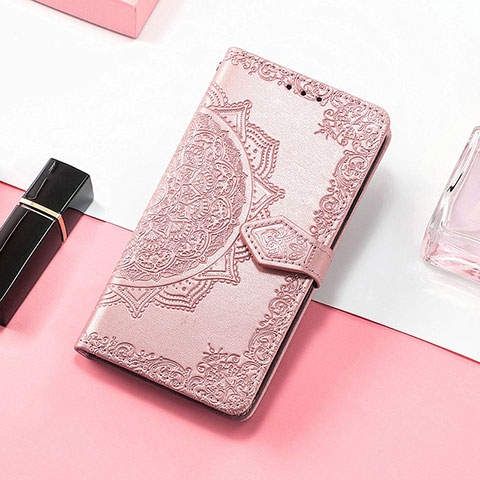 Custodia Portafoglio In Pelle Fantasia Modello Cover con Supporto S01D per Samsung Galaxy F13 4G Oro Rosa