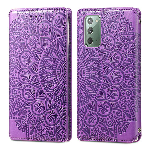 Custodia Portafoglio In Pelle Fantasia Modello Cover con Supporto S01D per Samsung Galaxy Note 20 5G Viola