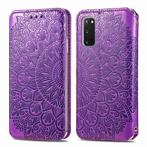 Custodia Portafoglio In Pelle Fantasia Modello Cover con Supporto S01D per Samsung Galaxy S20 5G Viola