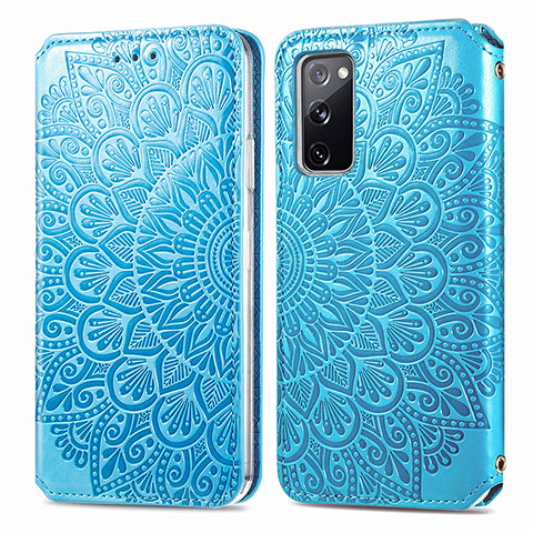 Custodia Portafoglio In Pelle Fantasia Modello Cover con Supporto S01D per Samsung Galaxy S20 FE 4G Blu